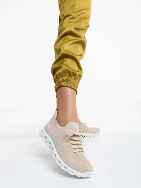 Pantofi sport dama bej din material textil Romeesa