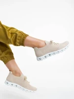 Pantofi sport dama bej din material textil Romeesa