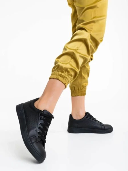 Pantofi sport dama negri din piele ecologica Rasine