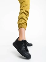 Pantofi sport dama negri din piele ecologica Rasine