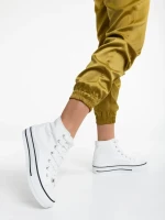 Tenisi dama albi din material textil Rosemin