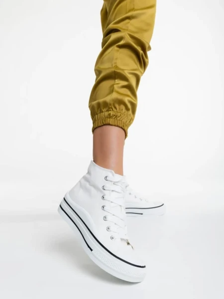 Tenisi dama albi din material textil Rosemin