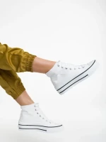 Tenisi dama albi din material textil Rosemin