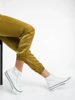 Tenisi dama albi din material textil Rosemin