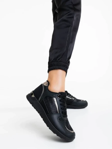 Pantofi sport dama negri din piele ecologica Litsa