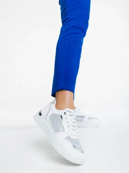 Pantofi sport dama albi din piele ecologica Litsa