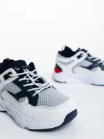 Pantofi sport copii albi din piele ecologica Kaori