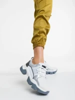 Pantofi sport dama albi cu gri din material textil Nalini