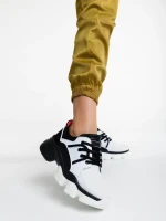 Pantofi sport dama albi cu negru din material textil Nalini