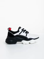 Pantofi sport dama albi cu negru din material textil Nalini