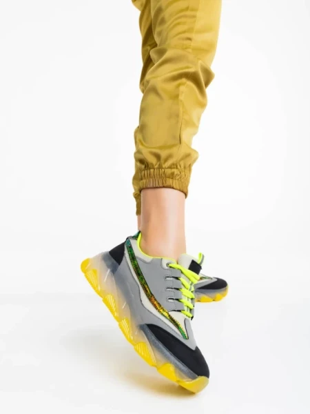 Pantofi sport dama gri din piele ecologica Amalia