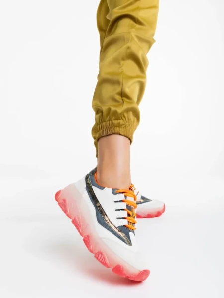 Pantofi sport dama albi din piele ecologica Amalia