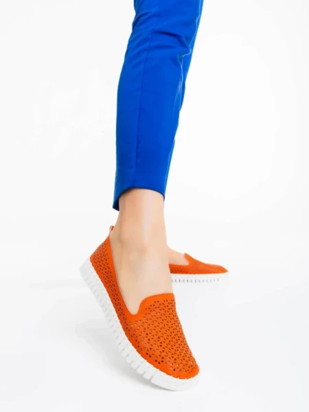 Espadrile dama portocalii din piele ecologica Luisa
