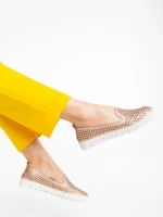 Espadrile dama sampanie din piele ecologica Luisa