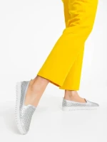 Espadrile dama argintii din piele ecologica Luisa