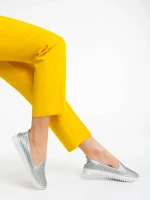 Espadrile dama argintii din piele ecologica Luisa