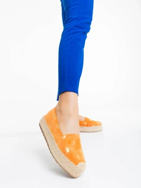 Espadrile dama portocalii din material textil Oana