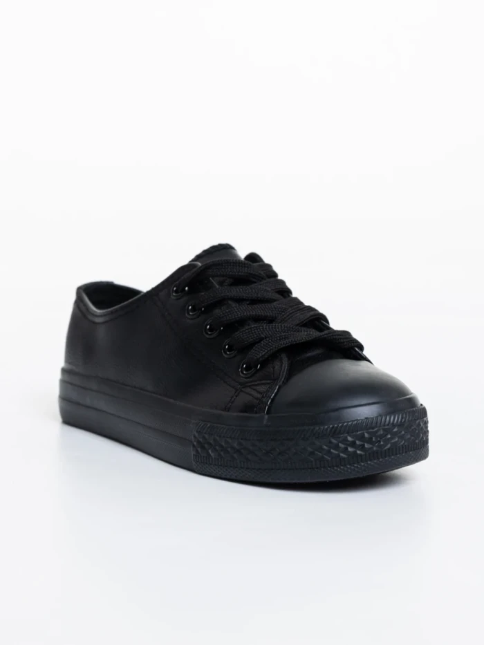 Tenisi copii negri din piele ecologica Flavius