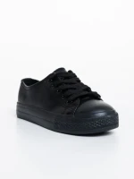 Tenisi copii negri din piele ecologica Flavius