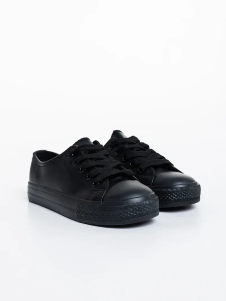 Tenisi copii negri din piele ecologica Flavius