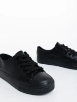 Tenisi copii negri din piele ecologica Flavius