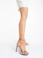 Sandale dama argintii din piele ecologica Lordina