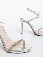 Sandale dama argintii din piele ecologica Lordina