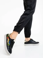 Pantofi sport dama negri din piele ecologica Sonna