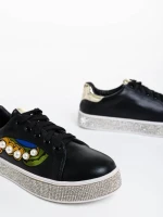 Pantofi sport dama negri din piele ecologica Sonna