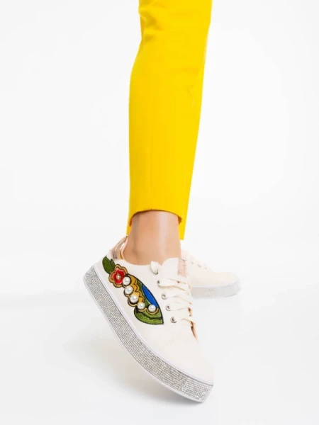 Pantofi sport dama bej din piele ecologica Sonna