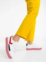 Pantofi sport dama albi cu rosu din piele ecologica Gratiela