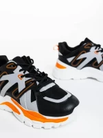 Pantofi sport dama negri din piele ecologica si material textil Gapo