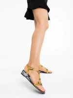 Sandale dama galbene din piele ecologica Godson