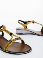 Sandale dama galbene din piele ecologica Godson