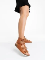 Sandale dama camel din piele ecologica Makeena