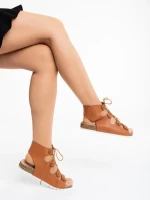 Sandale dama camel din piele ecologica Makeena