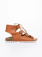 Sandale dama camel din piele ecologica Makeena