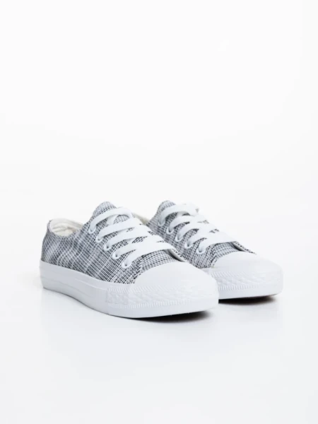 Tenisi copii albi cu negru din material textil Marc