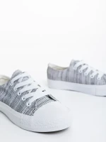 Tenisi copii albi cu negru din material textil Marc