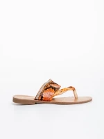 Papuci dama portocalii din piele ecologica lacuita Savanna