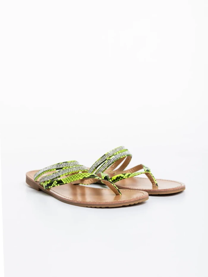 Papuci dama verzi din piele ecologica lacuita Sanziana