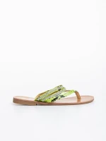 Papuci dama verzi din piele ecologica lacuita Sanziana