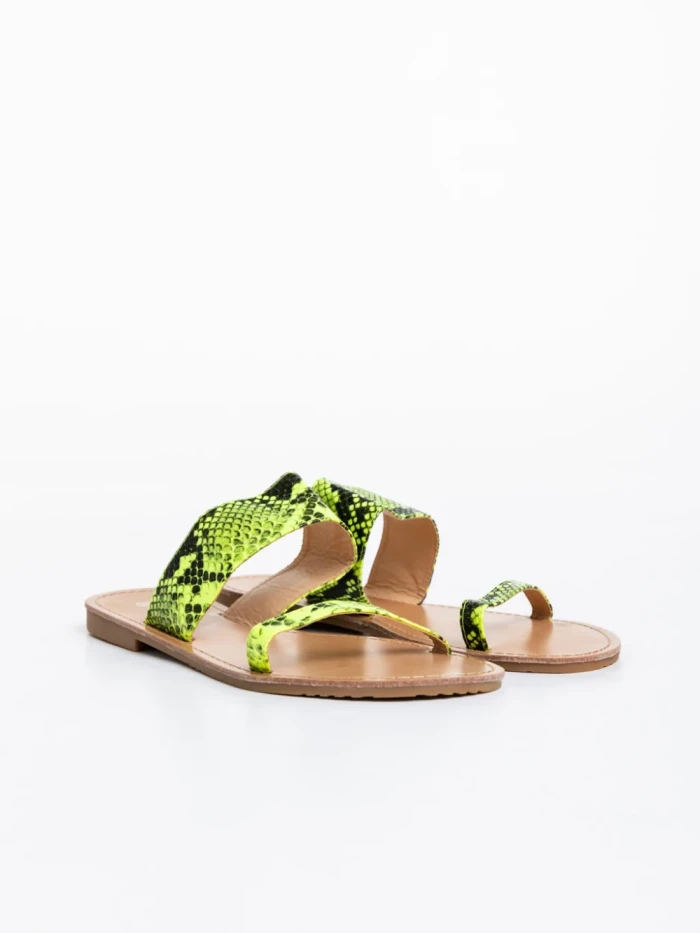 Papuci dama verzi din piele ecologica Petra