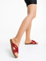 Papuci dama rosii din material textil Eveline