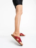 Papuci dama rosii din material textil Eveline