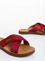Papuci dama rosii din material textil Eveline