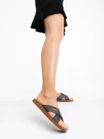 Papuci dama negri din material textil Eveline