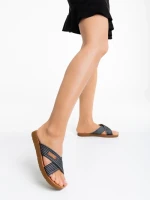 Papuci dama negri din material textil Eveline