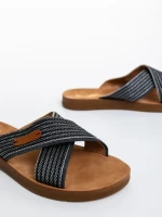 Papuci dama negri din material textil Eveline