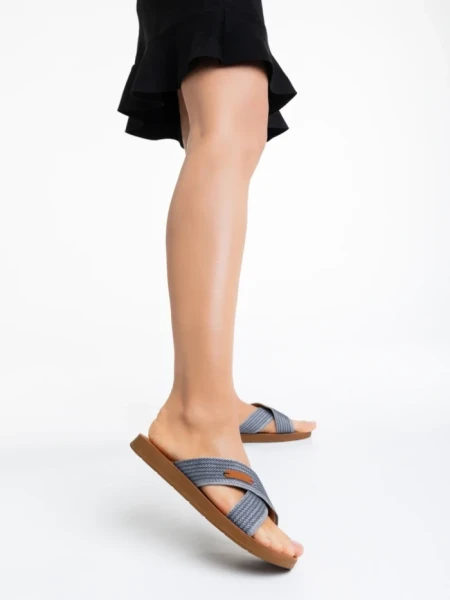 Papuci dama gri din material textil Eveline